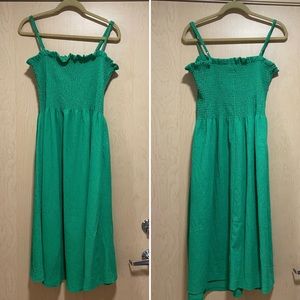 H&M Green MIDI Smocked dress